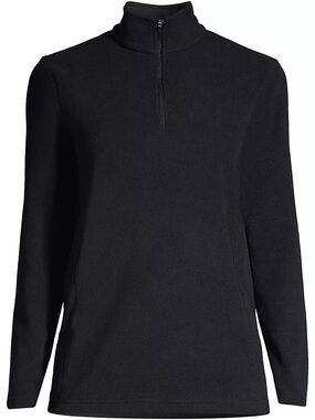 Land’s End Plus Size Anyweather Fleece Quarter Zip Pullover Black 1X